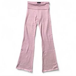Pink fold over knit pants